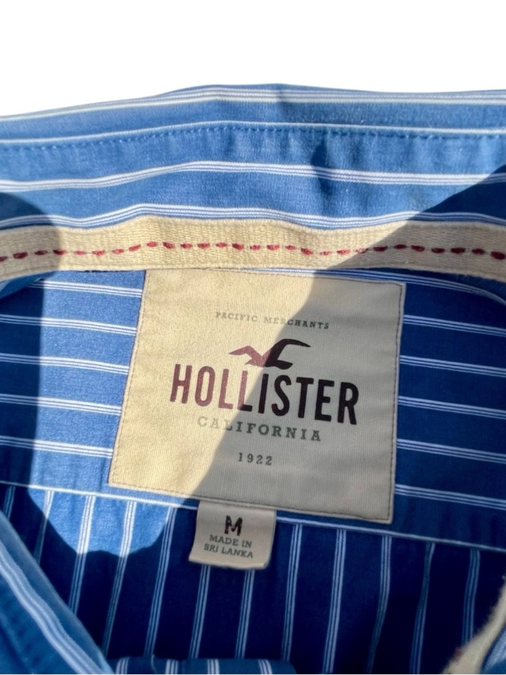 Hollister Blue & Cream Striped Button-Up Shirt - Picture 2 of 7